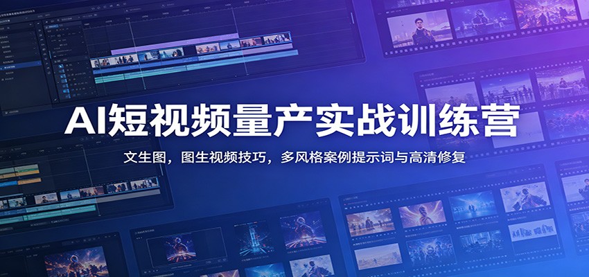 AI短视频量产实战训练营：文生图，图生视频技巧，多风格案例提示词与高清修复-鼎誉项目网