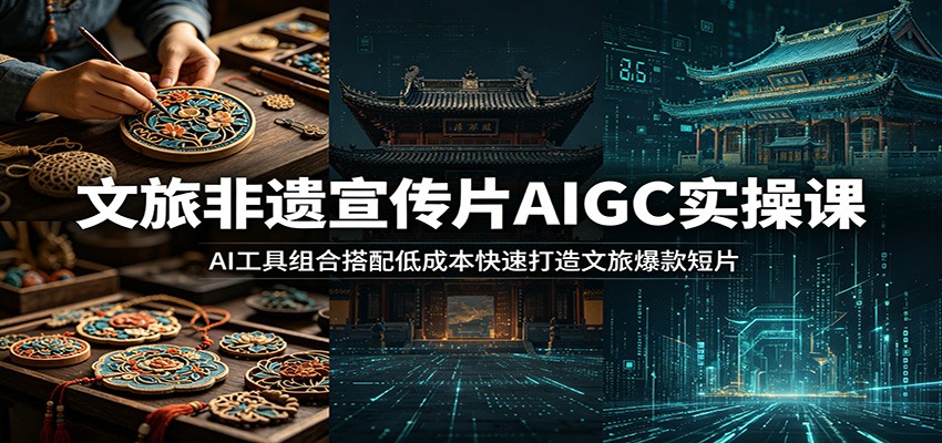 文旅非遗宣传片AIGC实操课：AI工具组合搭配低成本快速打造文旅爆款短片-鼎誉项目网