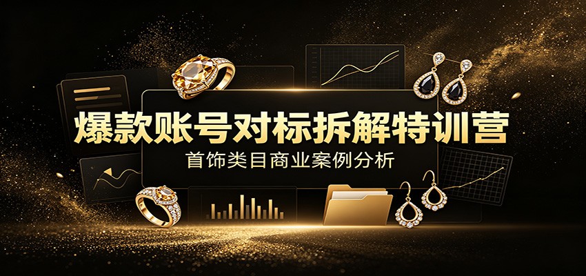 爆款账号对标拆解特训营:首饰类目商业案例分析,配套完整资料内容-鼎誉项目网