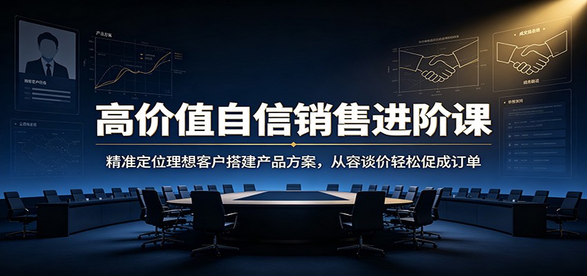 高价值自信销售进阶课：精准定位理想客户搭建产品方案，从容谈价轻松促成订单-鼎誉项目网