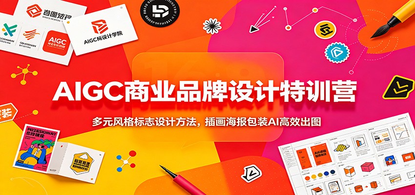 AIGC商业品牌设计特训营：多元风格标志设计方法，插画海报包装AI高效出图-鼎誉项目网