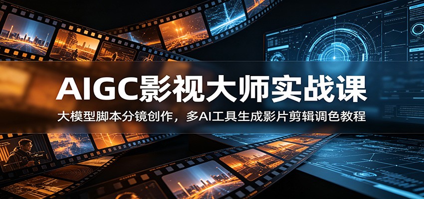 AIGC影视大师实战课：大模型脚本分镜创作，多AI工具生成影片剪辑调色教程-鼎誉项目网