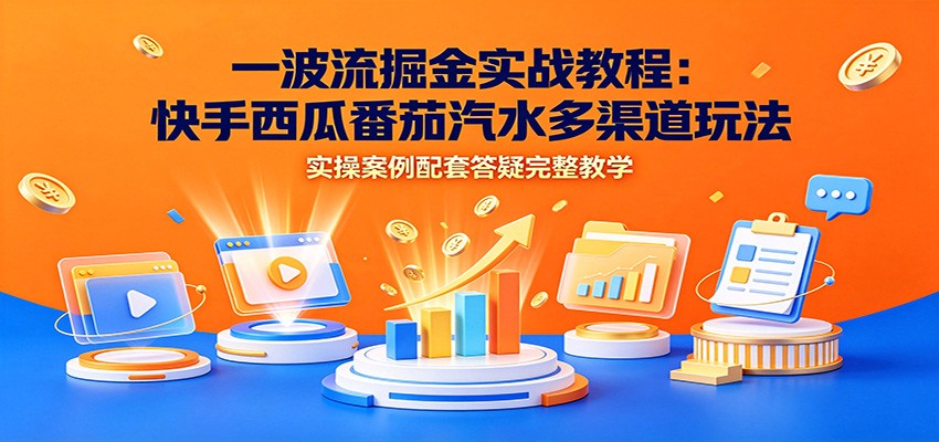 一波流掘金实战教程:快手西瓜番茄汽水多渠道玩法,实操案例配套答疑完整教学-鼎誉项目网