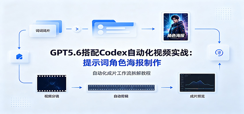 GPT5.6搭配Codex自动化视频实战:提示词角色海报制作,自动化成片工作流拆解教程-鼎誉项目网
