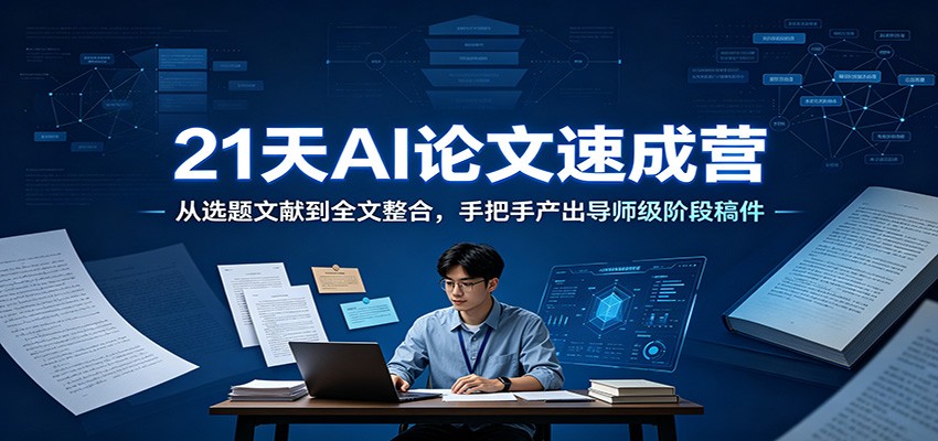 21天AI论文速成营：从选题文献到全文整合，手把手产出导师级阶段稿件-鼎誉项目网