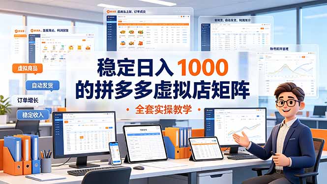 稳定日入 1000 的拼多多虚拟店矩阵，全套实操教学-鼎誉项目网