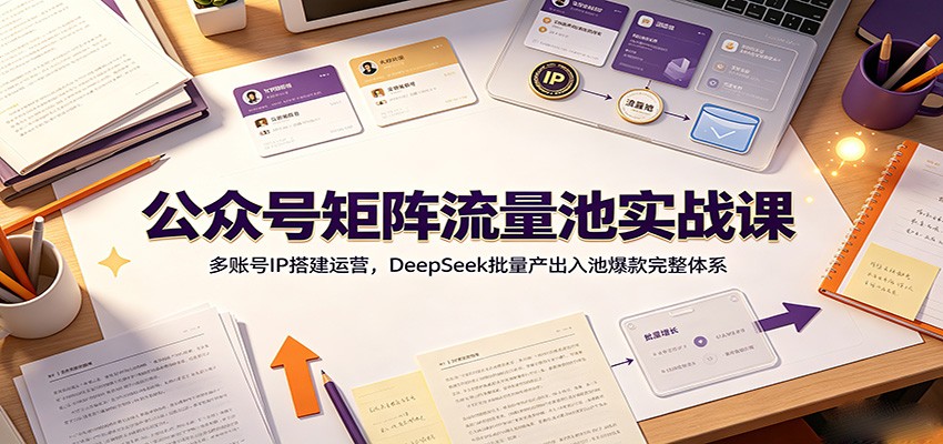 公众号矩阵流量池实战课：多账号IP搭建运营，DeepSeek批量产出入池爆款完整体系-鼎誉项目网