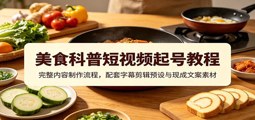 美食科普短视频起号教程:完整内容制作流程,配套字幕剪辑预设与现成文案素材-鼎誉项目网