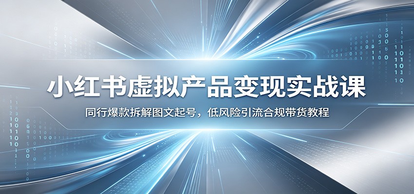 小红书虚拟产品变现实战课：同行爆款拆解图文起号，低风险引流合规带货教程-鼎誉项目网