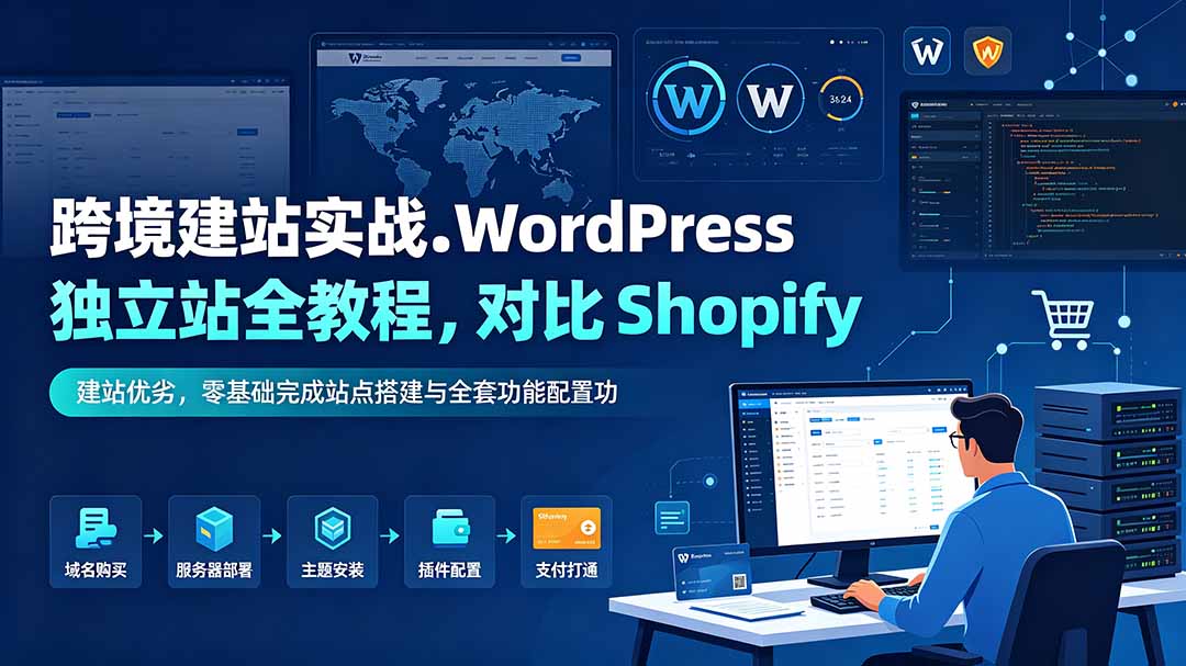 跨境建站实战：WordPress 独立站全教程，对比 Shopify 建站优劣，零基础完成站点搭建与全套功能配置-鼎誉项目网