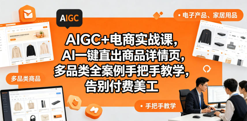 AIGC+电商实战课，AI一键直出商品详情页，多品类全案例手把手教学，告别付费美工(更新0725)-鼎誉项目网
