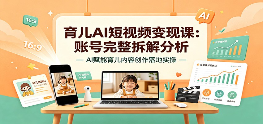 育儿AI短视频变现课:账号完整拆解分析,AI赋能育儿内容创作落地实操-鼎誉项目网