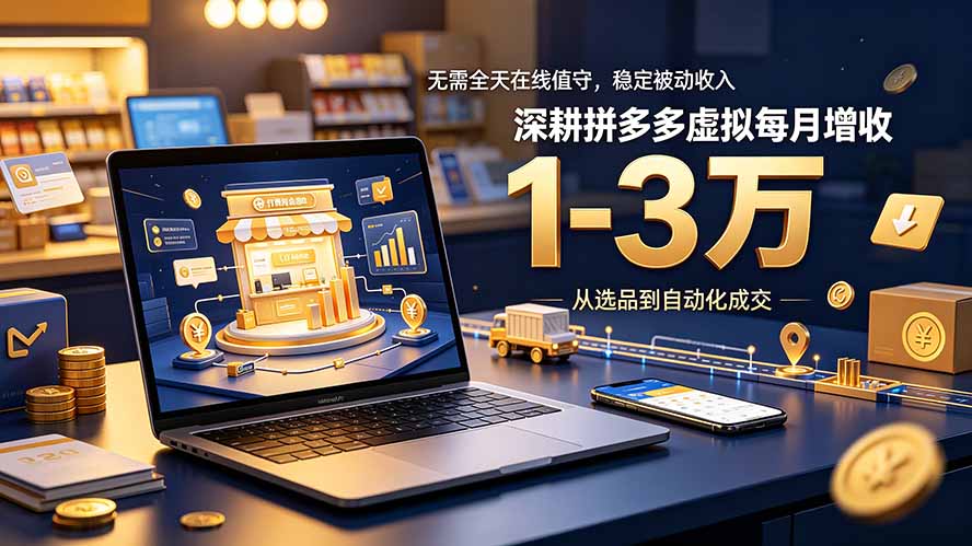 无需全天在线值守,稳定被动收入,深耕拼多多虚拟每月增收 1-3 万-鼎誉项目网