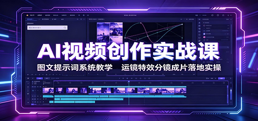 AI视频创作实战课:图文提示词系统教学,运镜特效分镜成片落地实操-鼎誉项目网