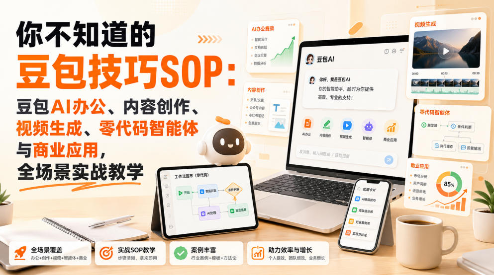 你不知道的豆包技巧SOP：豆包AI办公、内容创作、视频生成、零代码智能体与商业应用，全场景实战教学-鼎誉项目网