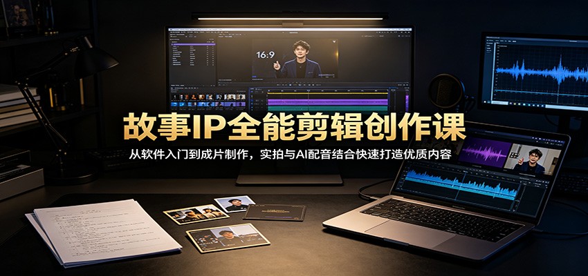故事IP全能剪辑创作课：从软件入门到成片制作，实拍与AI配音结合快速打造优质内容-鼎誉项目网