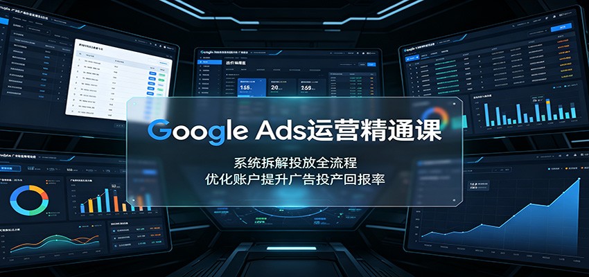 Google Ads运营精通课:系统拆解投放全流程,优化账户提升广告投产回报率-鼎誉项目网