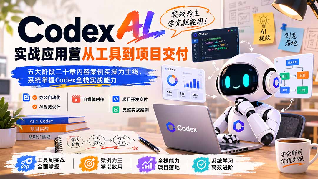 Codex AI实战应用营从工具到项目交付；五大阶段二十章内容案例实操为主线，系统掌握Codex全栈实战能力-鼎誉项目网