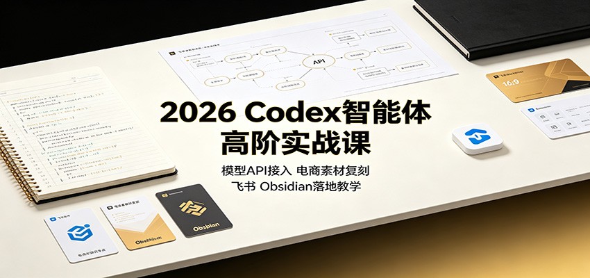 2026 Codex智能体高阶实战课:模型API接入,电商素材复刻,飞书Obsidian落地教学-鼎誉项目网