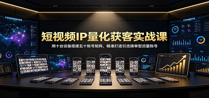 短视频IP量化获客实战课：用十台设备搭建五十账号矩阵，精准打造引流接单型流量账号-鼎誉项目网