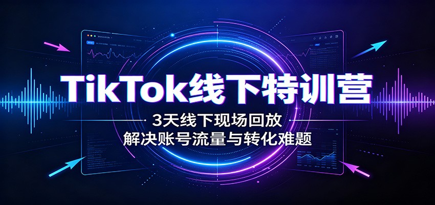 TikTok线下特训营：3天线下现场回放，解决账号流量与转化难题-鼎誉项目网