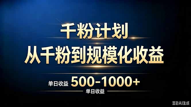 抖音千粉账号计划，从千粉到规模化收益 500-1000+单日收益-鼎誉项目网