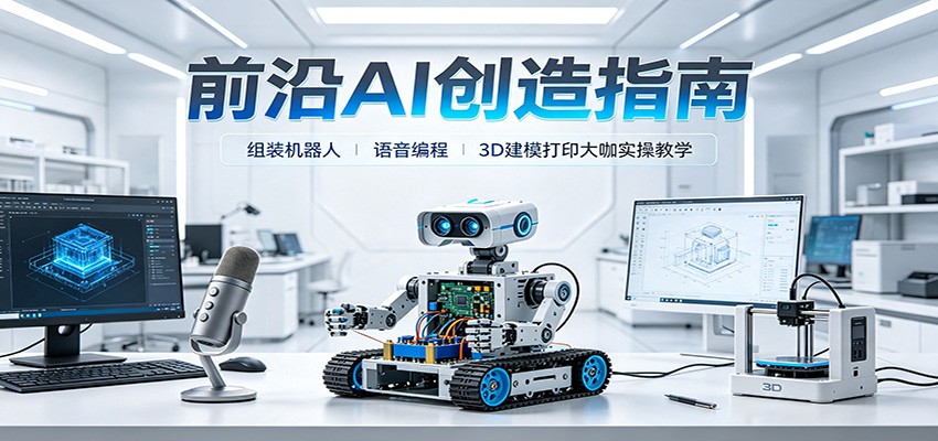 前沿AI创造指南:组装机器人、语音编程、3D建模打印大咖实操教学-鼎誉项目网