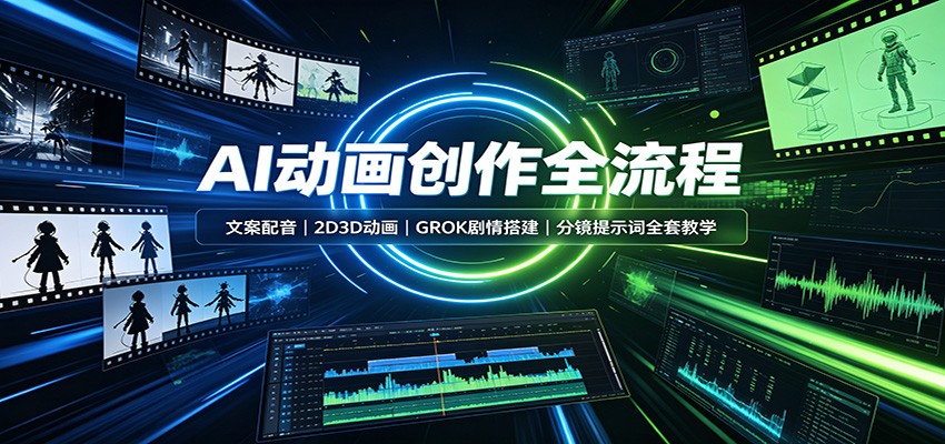AI动画创作全流程：文案配音，2D3D动画，GROK剧情搭建，分镜提示词全套教学-鼎誉项目网