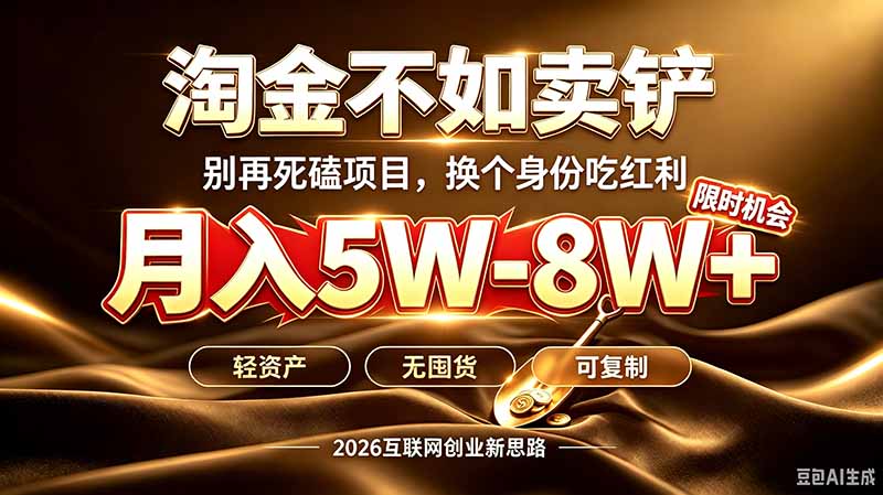 别再傻乎乎埋头跑项目！互联网真正赚钱逻辑：做卖铲人，拒绝当韭菜，逆风翻盘月入5-8W+-鼎誉项目网