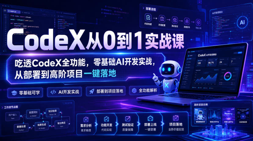 CodeX从0到1实战课，吃透CodeX全功能，零基础AI开发实战，从部署到高阶项目一键落地-鼎誉项目网