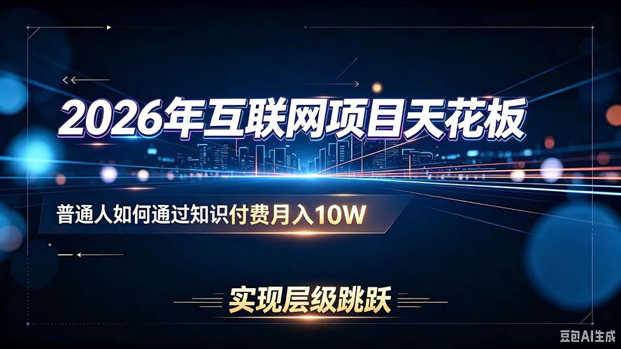 2026年互联网项目天花板：普通人如何通过知识付费月入10W，实现层级跳跃-鼎誉项目网