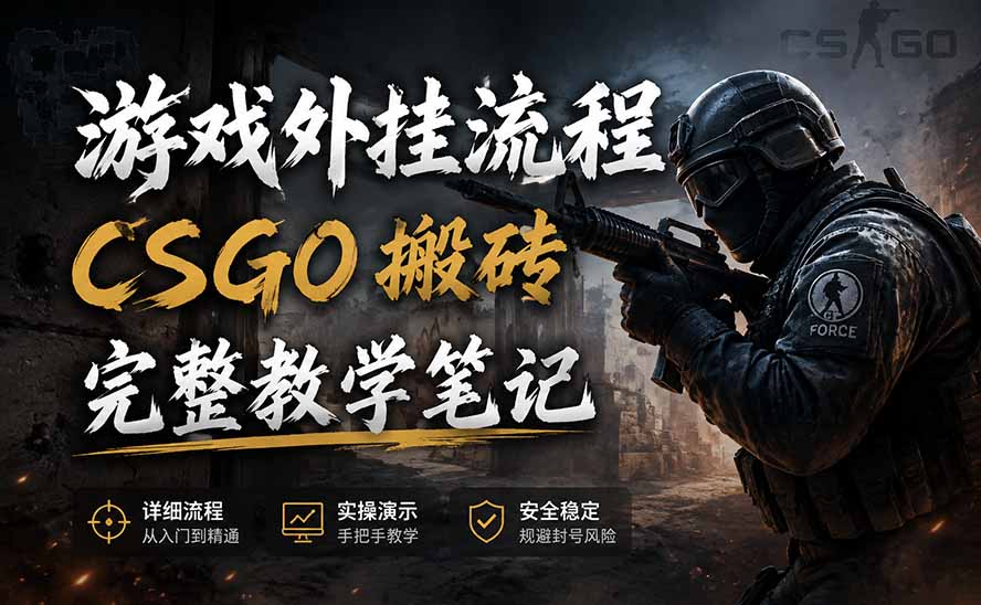 游戏挂机全流程笔记分享,CSGO游戏搬砖,小白看了当天学会见收益-鼎誉项目网