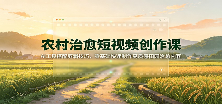 农村治愈短视频创作课：AI工具搭配剪辑技巧，零基础快速制作高质感田园治愈内容-鼎誉项目网
