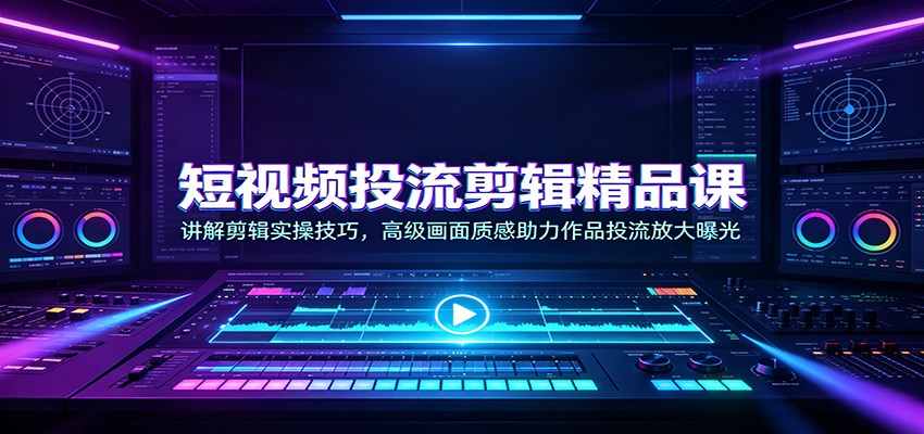 短视频投流剪辑精品课：讲解剪辑实操技巧，高级画面质感助力作品投流放大曝光-鼎誉项目网