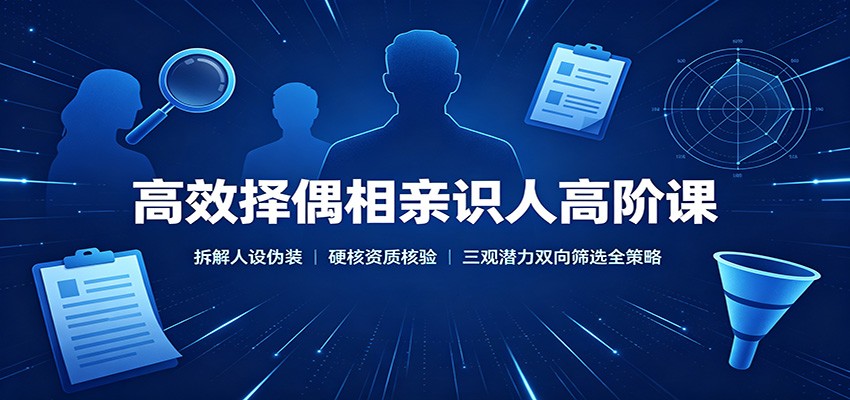 高效择偶相亲识人高阶课：拆解人设伪装，硬核资质核验，三观潜力双向筛选全策略-鼎誉项目网
