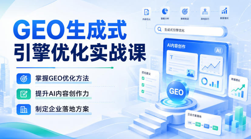 GEO生成式引擎优化实战课，掌握GEO优化方法，提升AI内容创作力，制定企业落地方案-鼎誉项目网