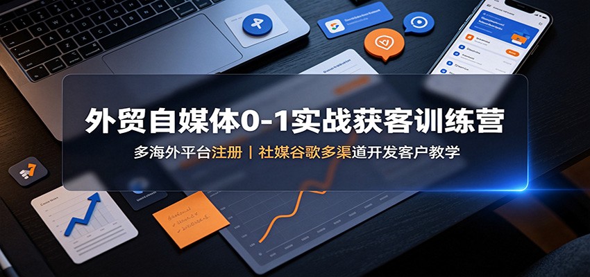 外贸自媒体0-1实战获客训练营：多海外平台注册，社媒谷歌多渠道开发客户教学-鼎誉项目网