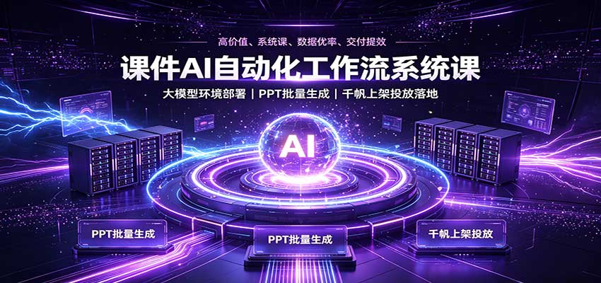 课件AI自动化工作流系统课：大模型环境部署，PPT批量生成，千帆上架投放落地-鼎誉项目网