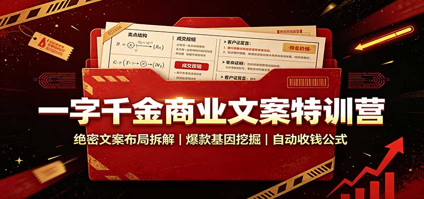 一字千金商业文案特训营：绝密文案布局拆解，爆款基因挖掘，自动收钱公式-鼎誉项目网