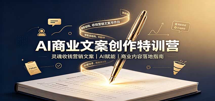 AI商业文案创作特训营：灵魂收钱营销文案，AI赋能，商业内容落地指南-鼎誉项目网