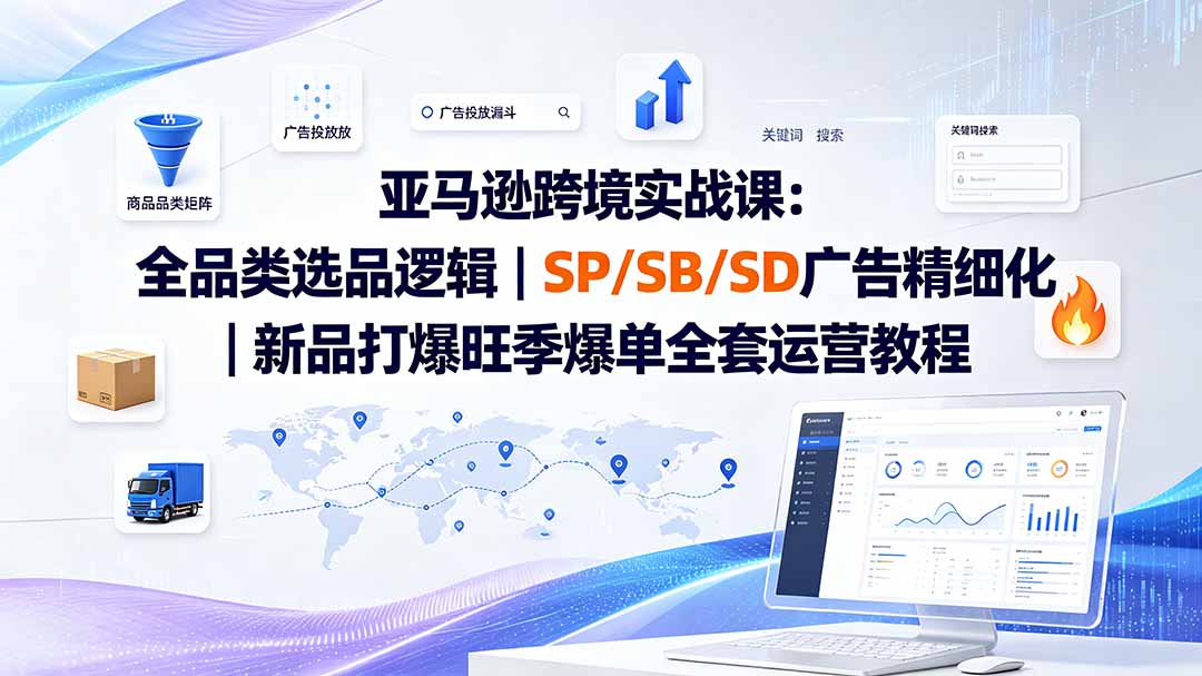 亚马逊跨境实战课-更新8月:全品类选品逻辑|SP/SB/SD广告精细化|新品打爆旺季爆单全套运营教程-鼎誉项目网