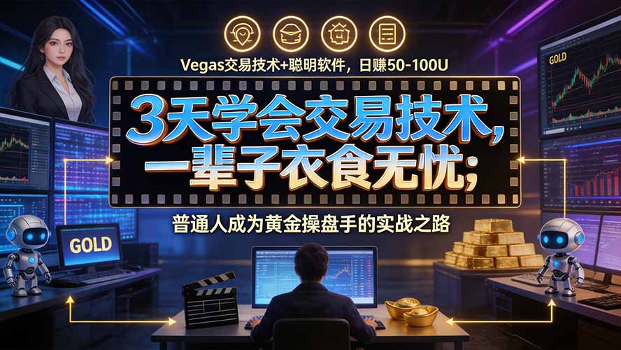 3天学会做交易，普通人快速成为操盘手” Vegas交易系统+聪明软件 ， 日赚50-1000U， 长期稳定，小白轻松上手-鼎誉项目网