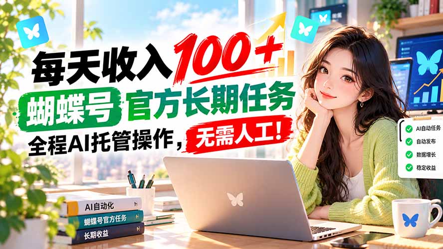 每天收入100＋， 蝴蝶号官方长期任务， 全程ai托管操作，无需人工！-鼎誉项目网