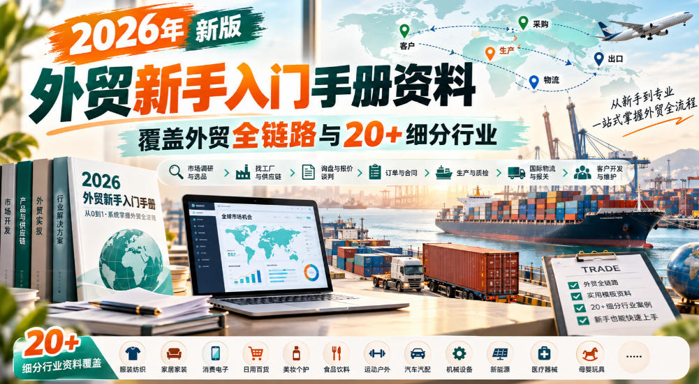 2026年新版外贸新手入门手册资料，覆盖外贸全链路与20+细分行业-鼎誉项目网