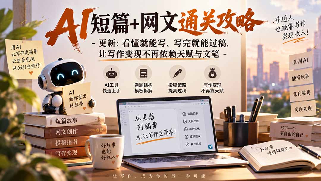 AI短篇+网文通关攻略-更新0921：看懂就能写、写完就能过稿，让写作变现不再依赖天赋与文笔-鼎誉项目网