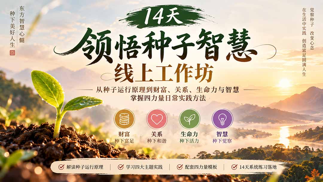 14天领悟种子智慧线上工作坊|从种子运行原理到财富、关系、生命力与智慧,掌握四力量日常实践方法-鼎誉项目网