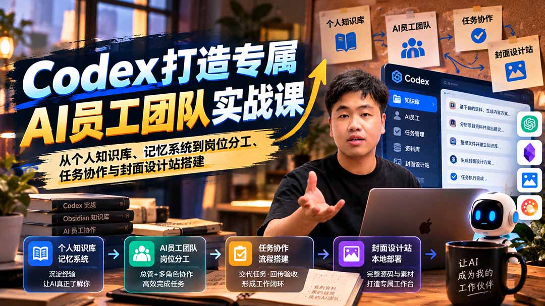 【无水印】Codex打造专属AI员工团队实战课：从个人知识库、记忆系统到岗位分工、任务协作与封面设计站搭建-鼎誉项目网