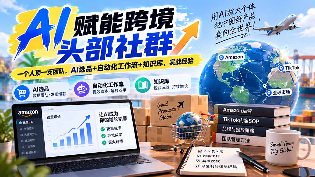 AI赋能跨境头部社群-更新1023：一个人顶一支团队，AI选品+自动化工作流+知识库，实战经验-鼎誉项目网