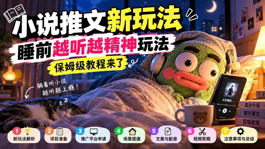 小说推文新玩法,睡前越听越精神玩法,保姆级教程来了-鼎誉项目网