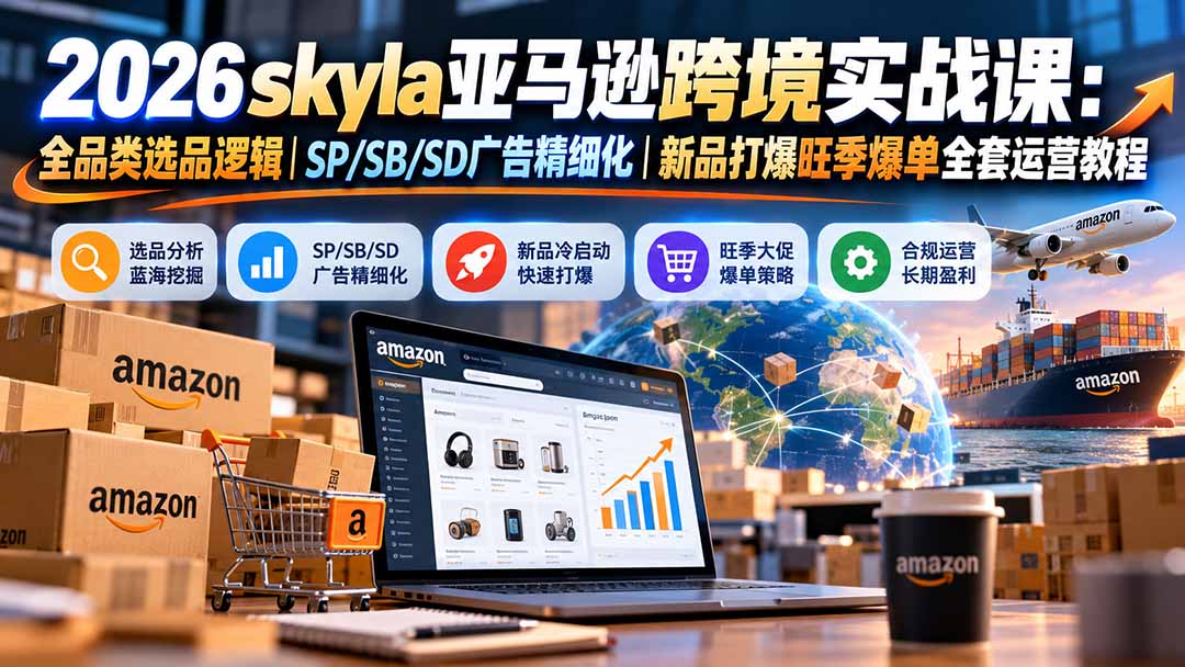 skyla亚马逊跨境实战课-更新1019：全品类选品逻辑｜SP/SB/SD广告精细化｜新品打爆旺季爆单全套运营教程-鼎誉项目网